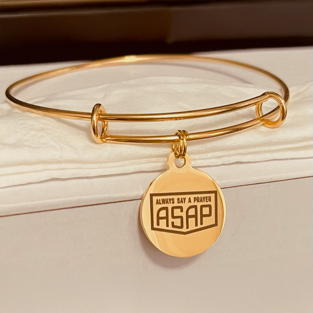 ASAP Logo Engraved Gold Charm Bracelet