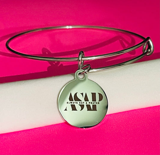 ASAP Logo Engraved Stainless Steel Charm Bracelet