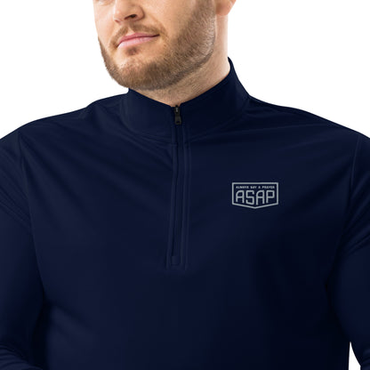 Quarter Zip Pullover White Shield Logo