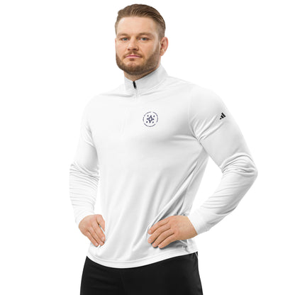 Quarter Zip Pullover Circular Logo Dark Stitching