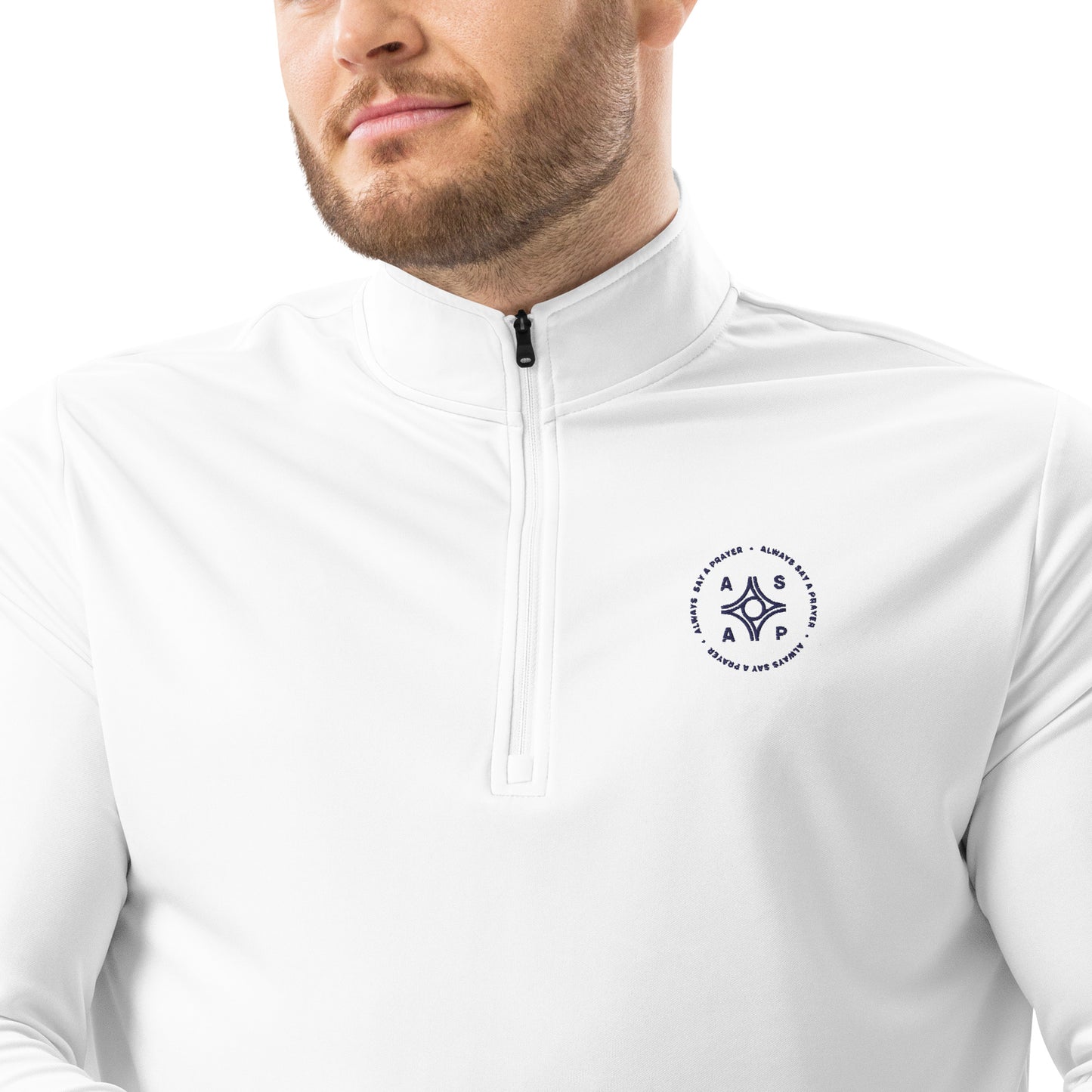 Quarter Zip Pullover Circular Logo Dark Stitching