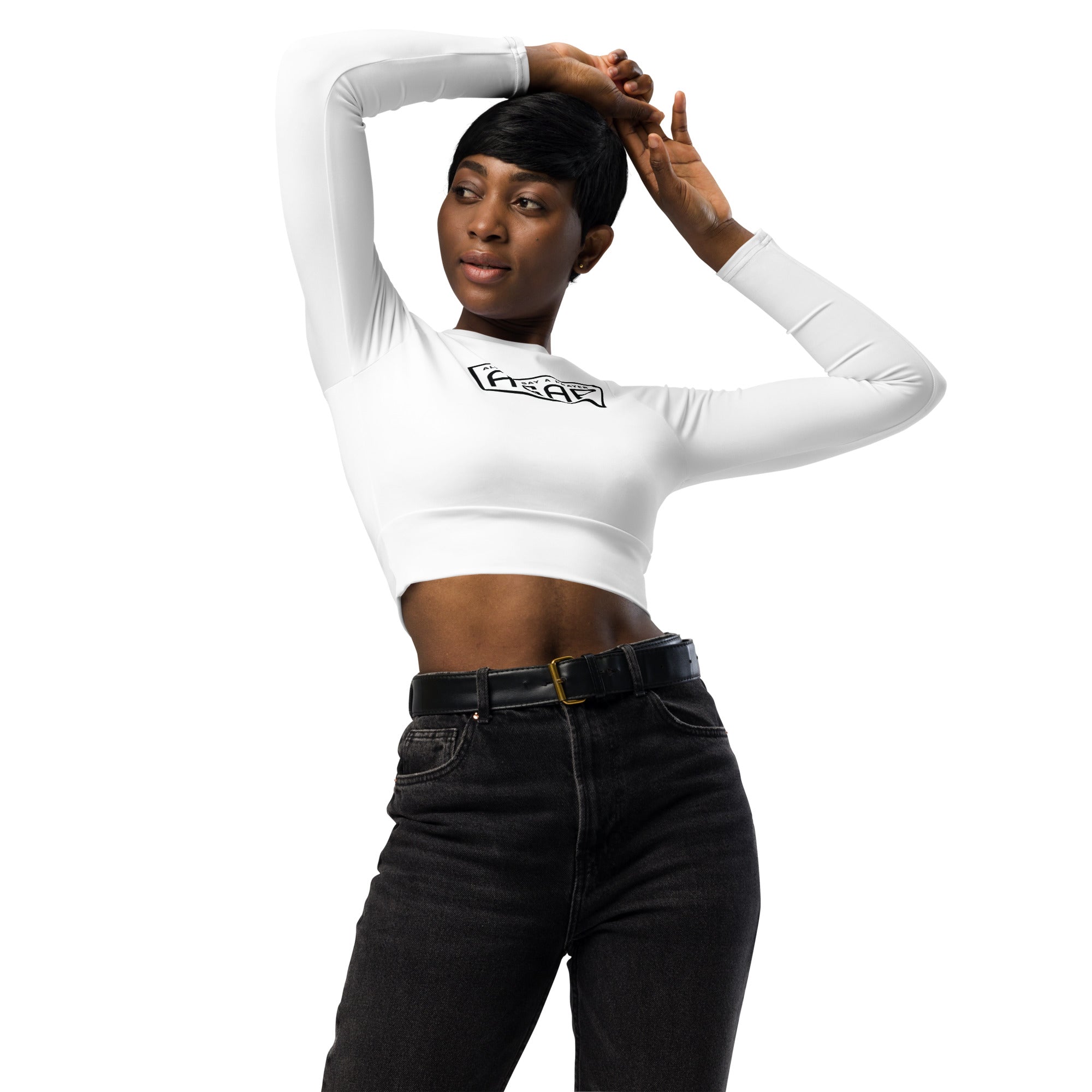 Long-Sleeve Crop Top Shield Logo