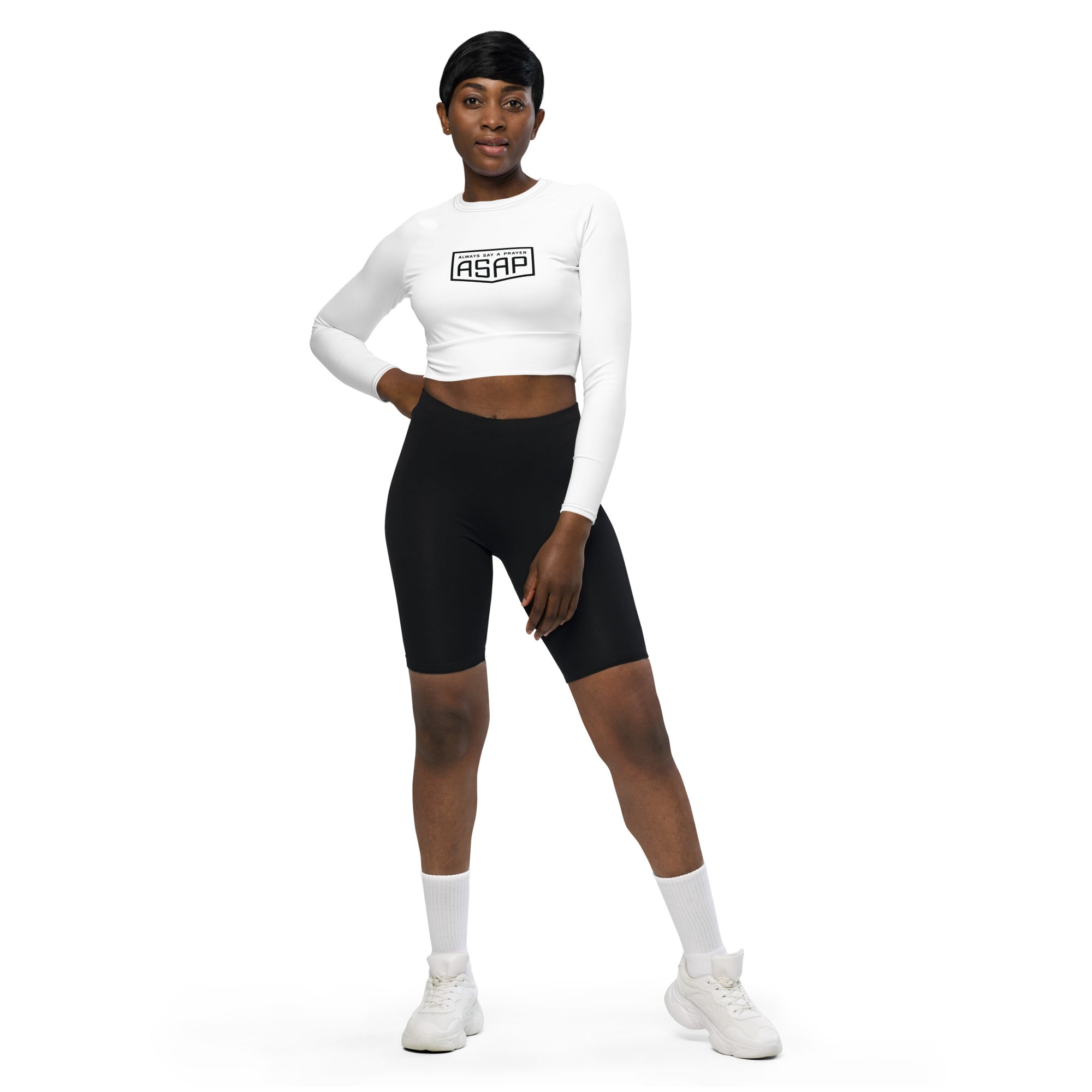 Long-Sleeve Crop Top Shield Logo