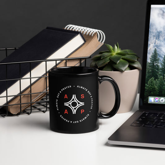 Ceramic Black Mug Circular Logo