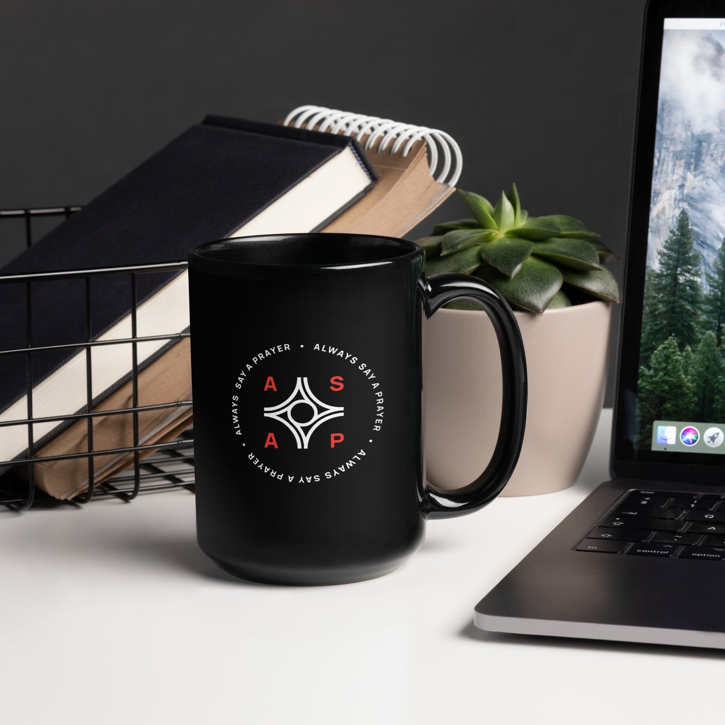 Ceramic Black Mug Circular Logo