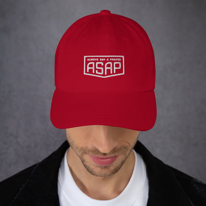 Unisex Dad Hat Red and White with Shield Logo