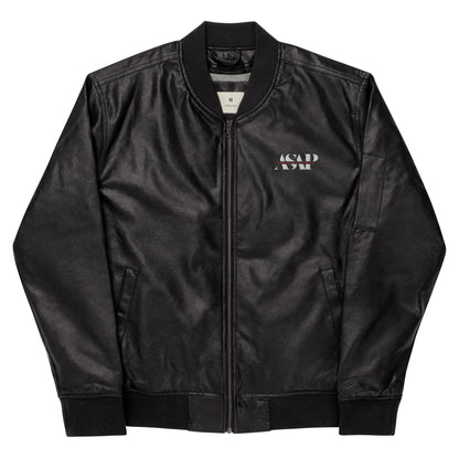 Vegan Leather Bomber Jacket ASAP Logo on FRONT ONLY