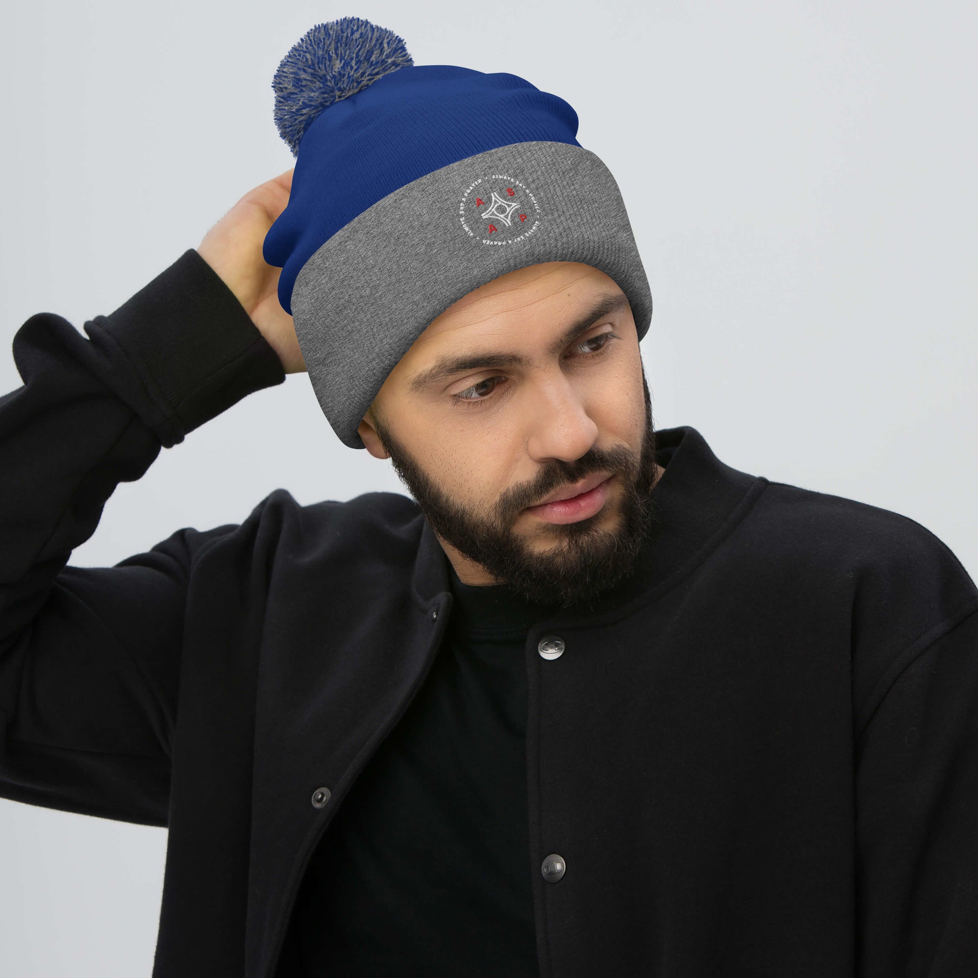 Beanie Unisex Cuffed with Pom-Pom 2-Color Circular Logo