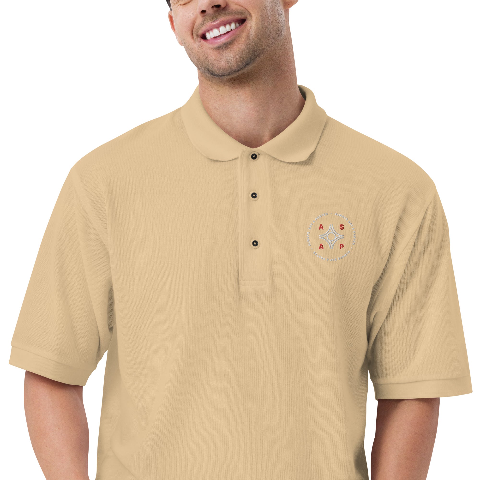 men wearing a  yellow  premium polo shirt with white asap print