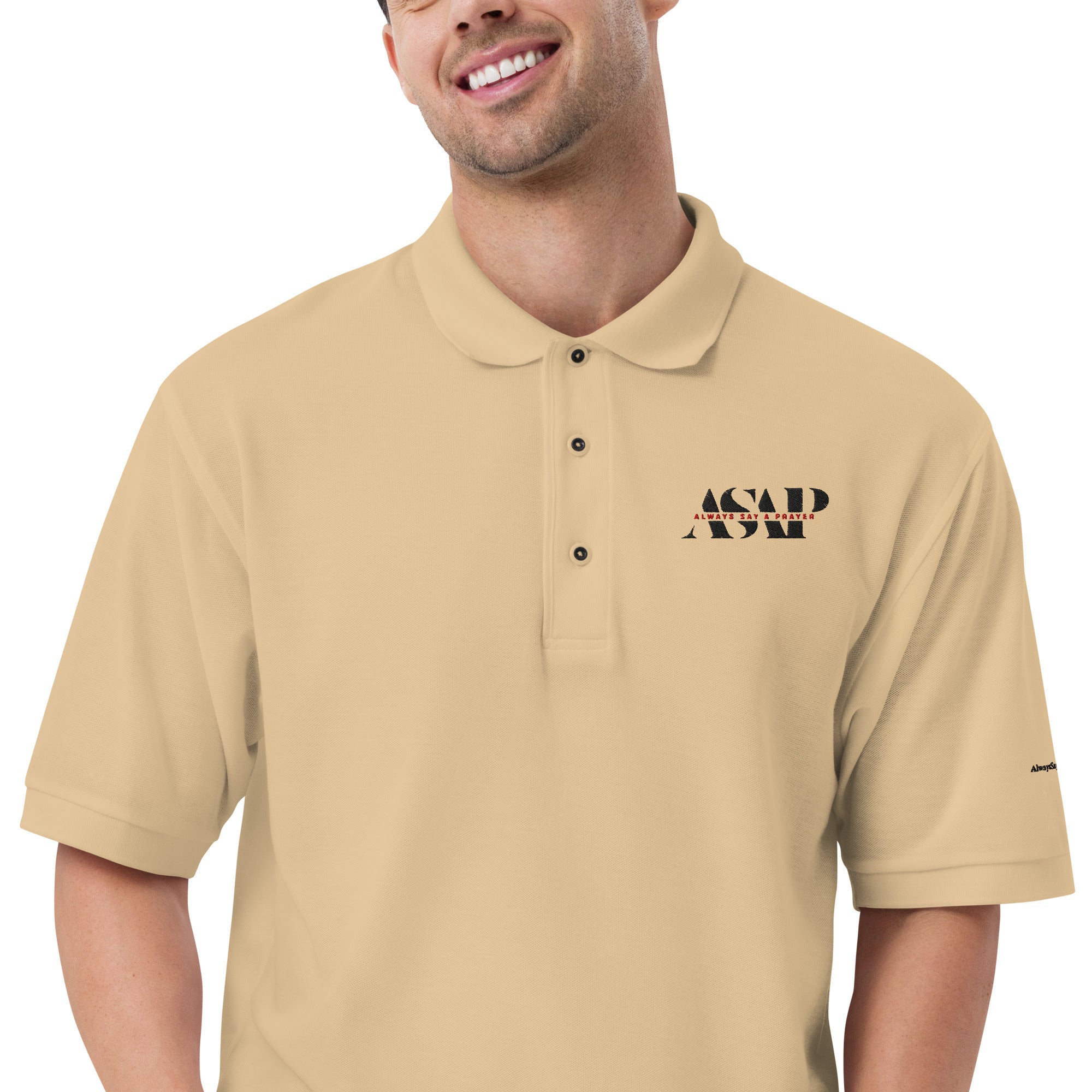 men wearing a premium yellow polo shirt with white asap print