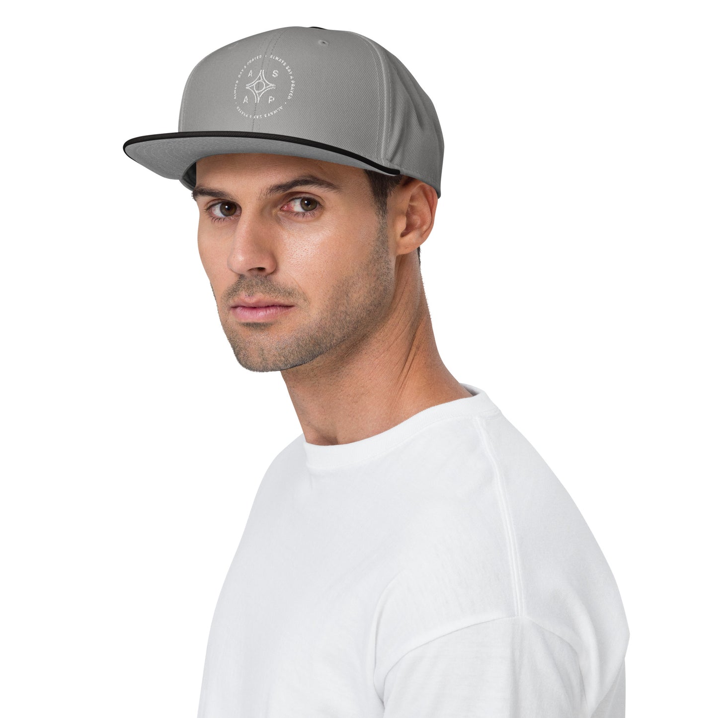 Snapback Hat White Circular Logo