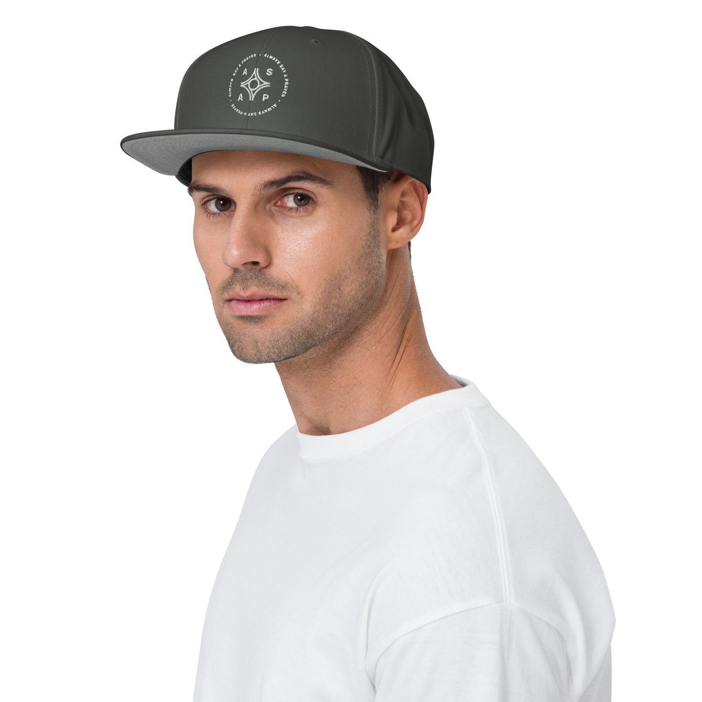 Snapback Hat White Circular Logo