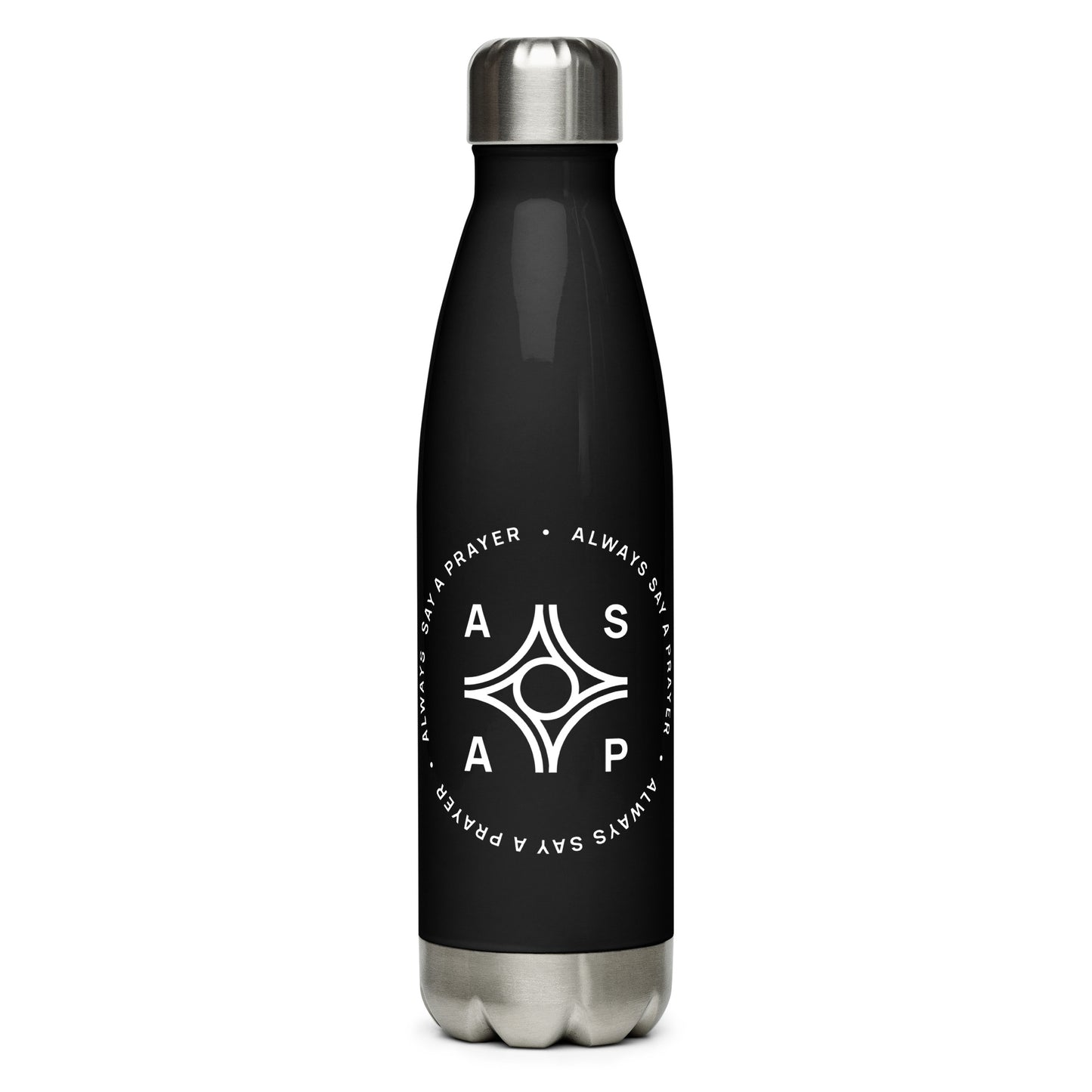 Stainless Steel Black Water Bottle Circular Logo