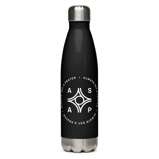 Stainless Steel Black Water Bottle Circular Logo