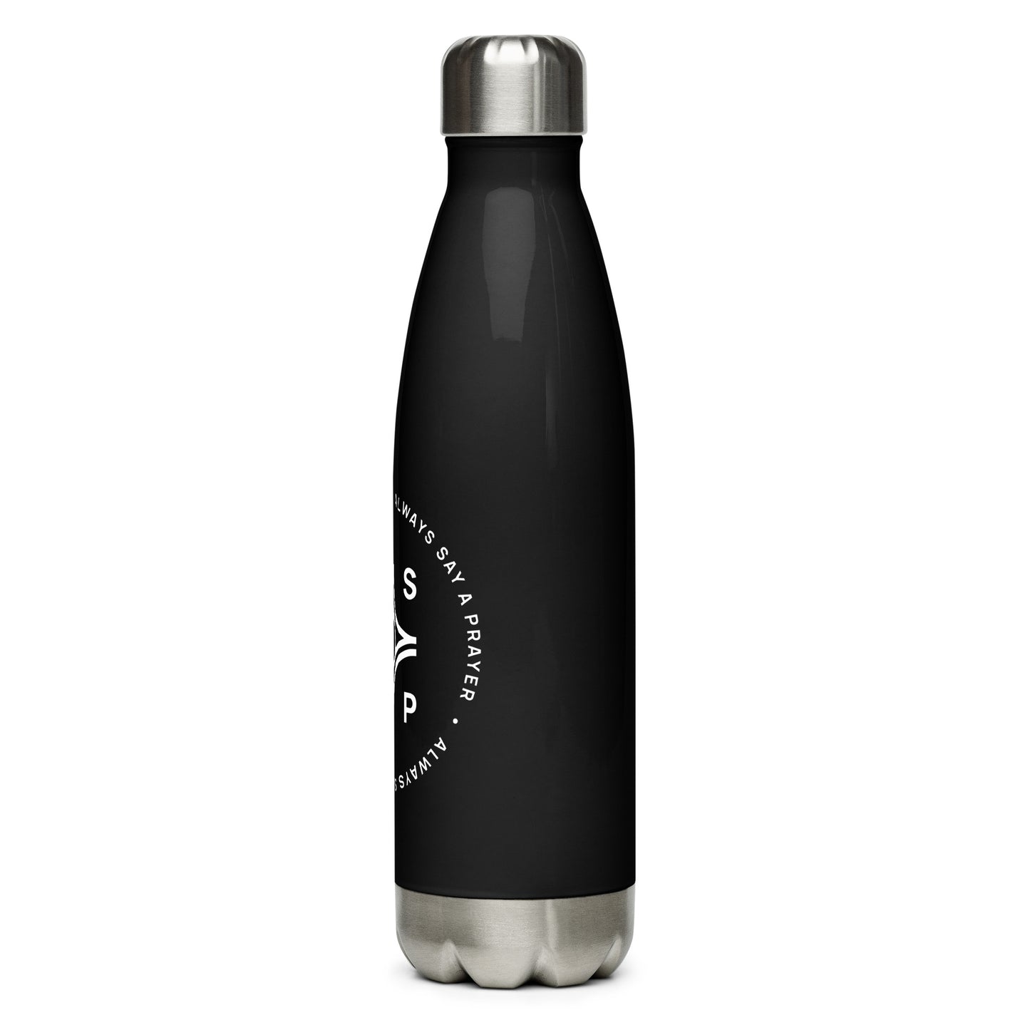 Stainless Steel Black Water Bottle Circular Logo