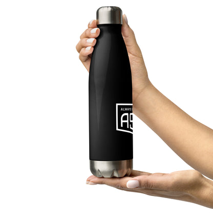 Stainless Steel Black Water Bottle Shield Logo