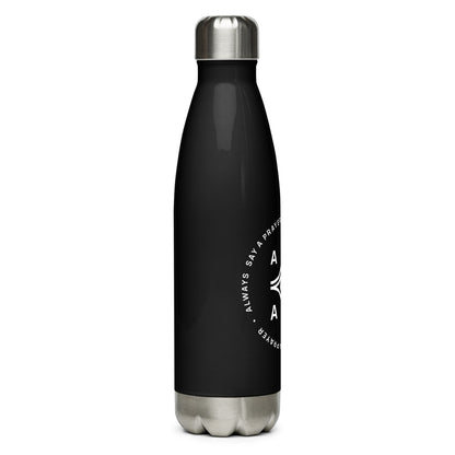 Stainless Steel Black Water Bottle Circular Logo