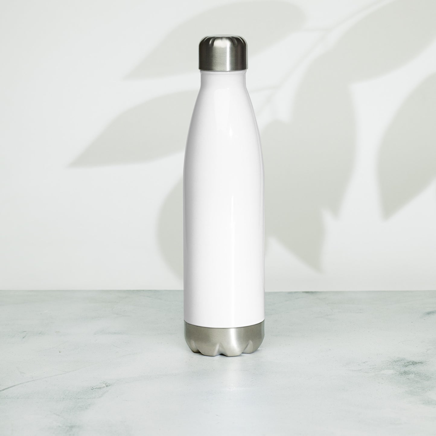 Stainless Steel White Water Bottle Circular Logo