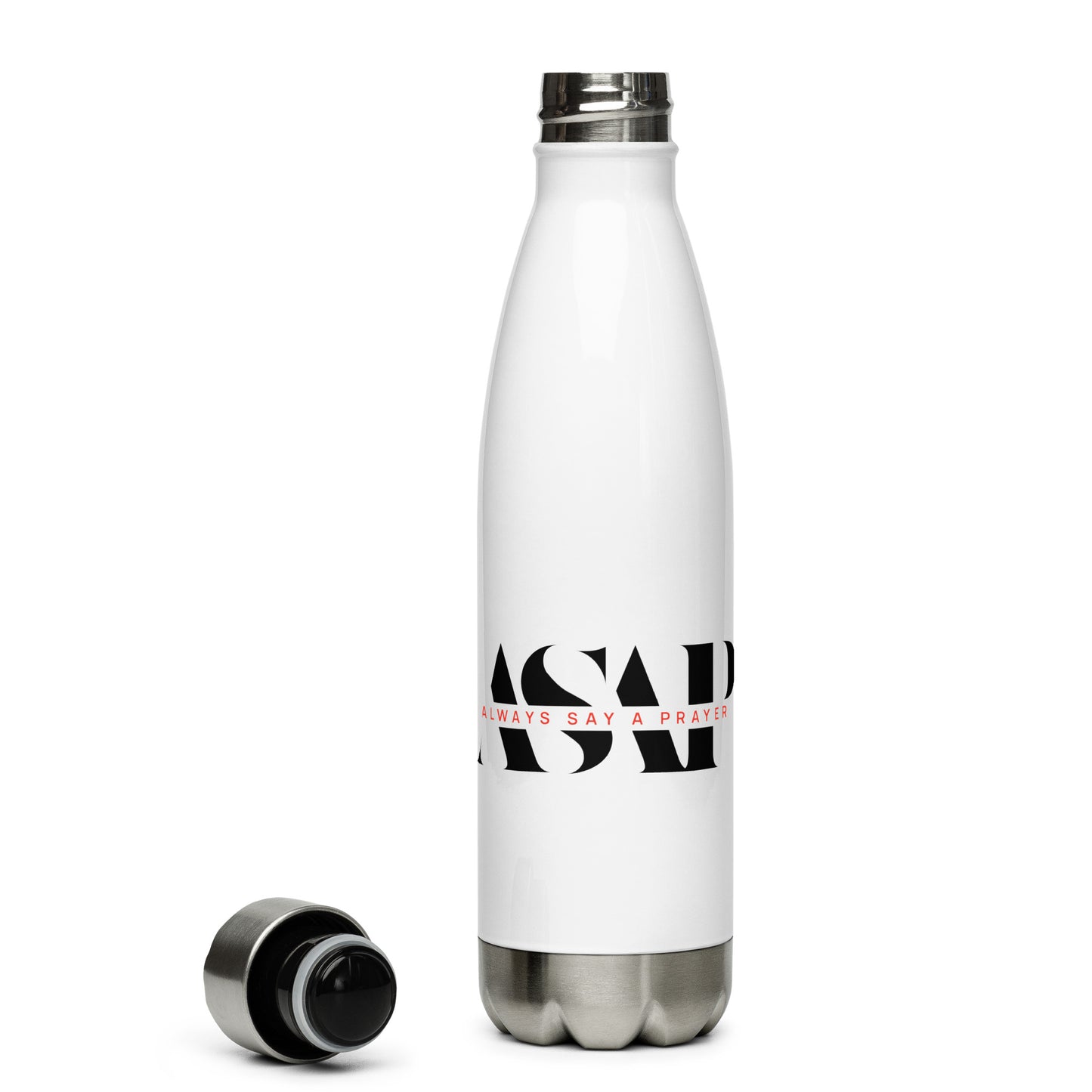 Stainless Steel White Water Bottle ASAP Logo