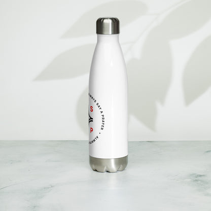 Stainless Steel White Water Bottle Circular Logo