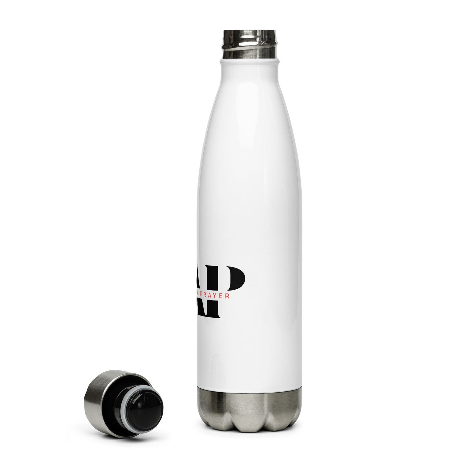 Stainless Steel White Water Bottle ASAP Logo