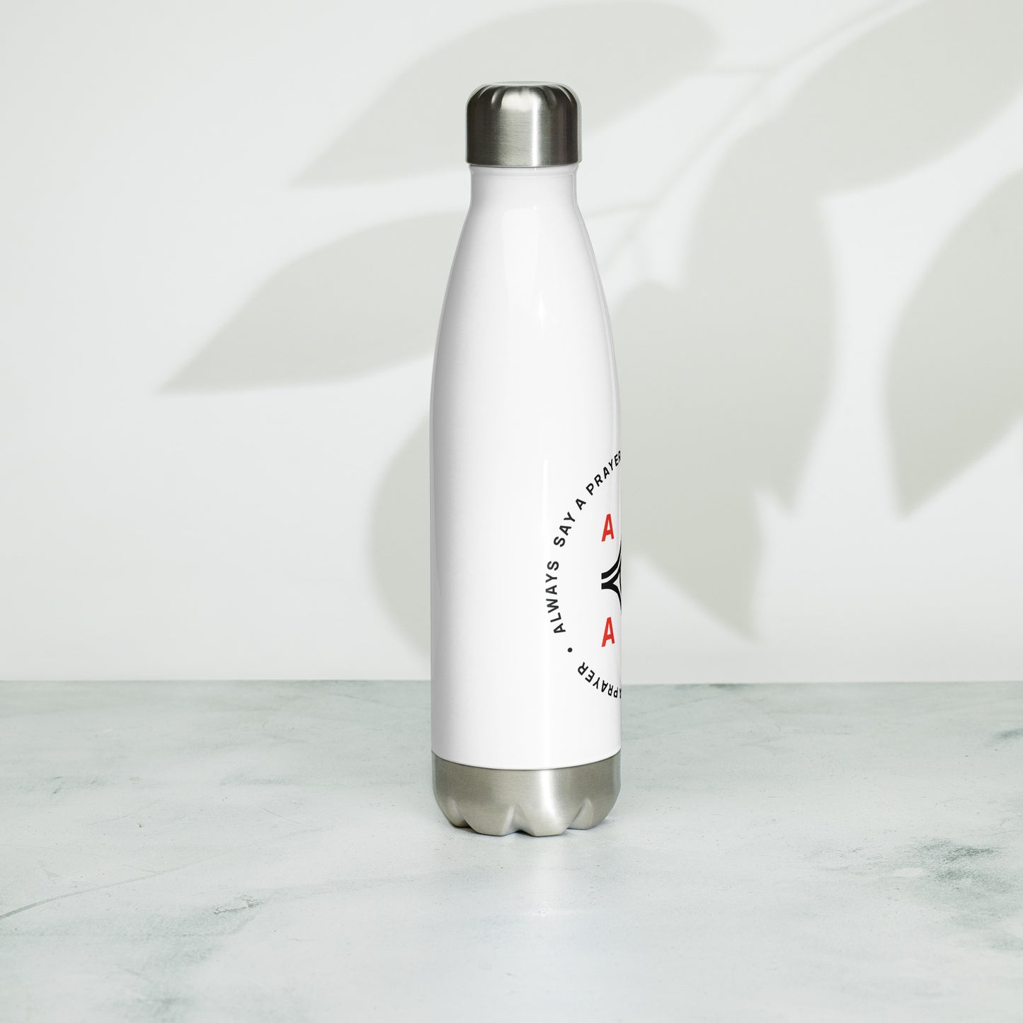 Stainless Steel White Water Bottle Circular Logo