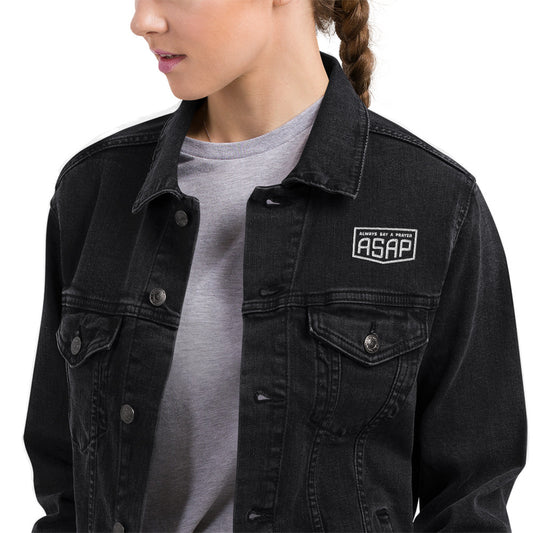 Unisex Denim Jacket Shield Logo FRONT and BACK