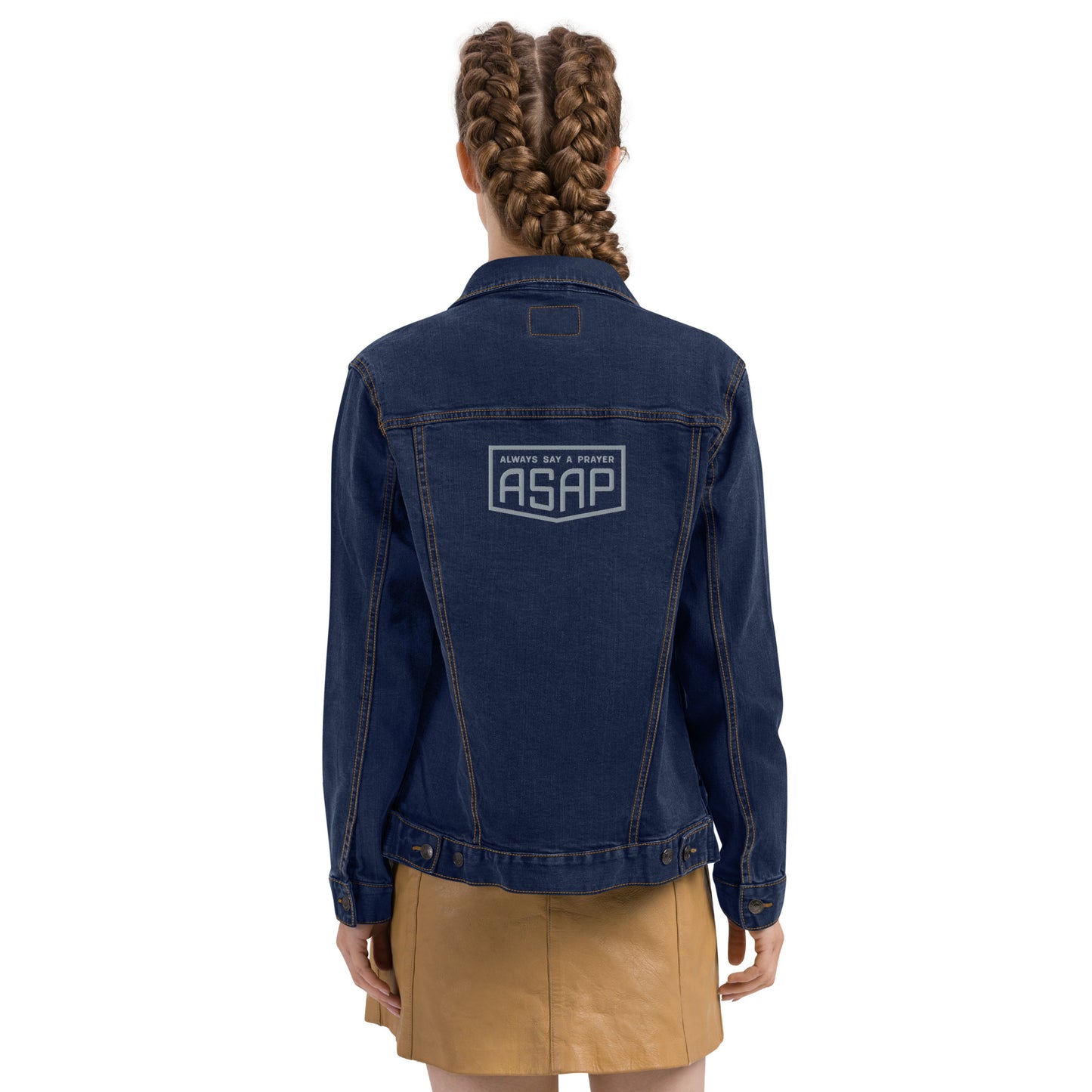 Unisex Denim Jacket Shield Logo FRONT and BACK