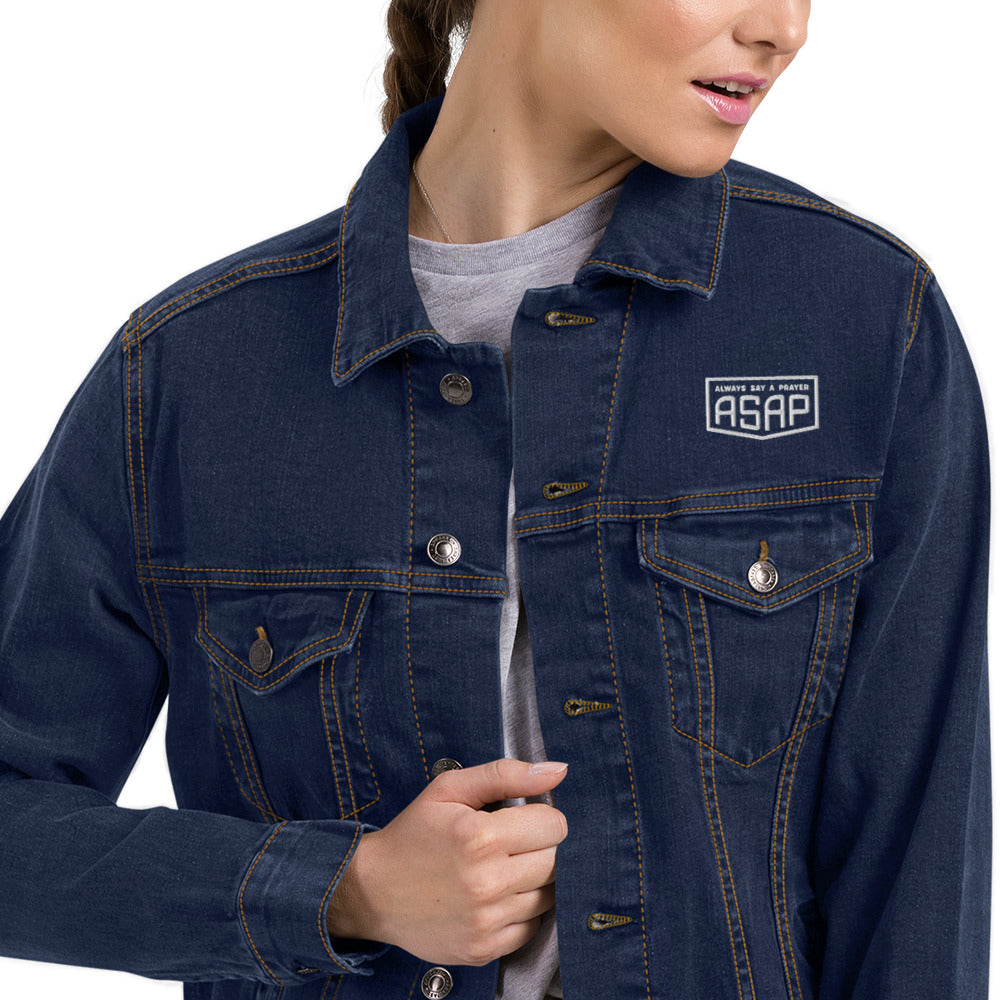 Unisex Denim Jacket Shield Logo FRONT and BACK