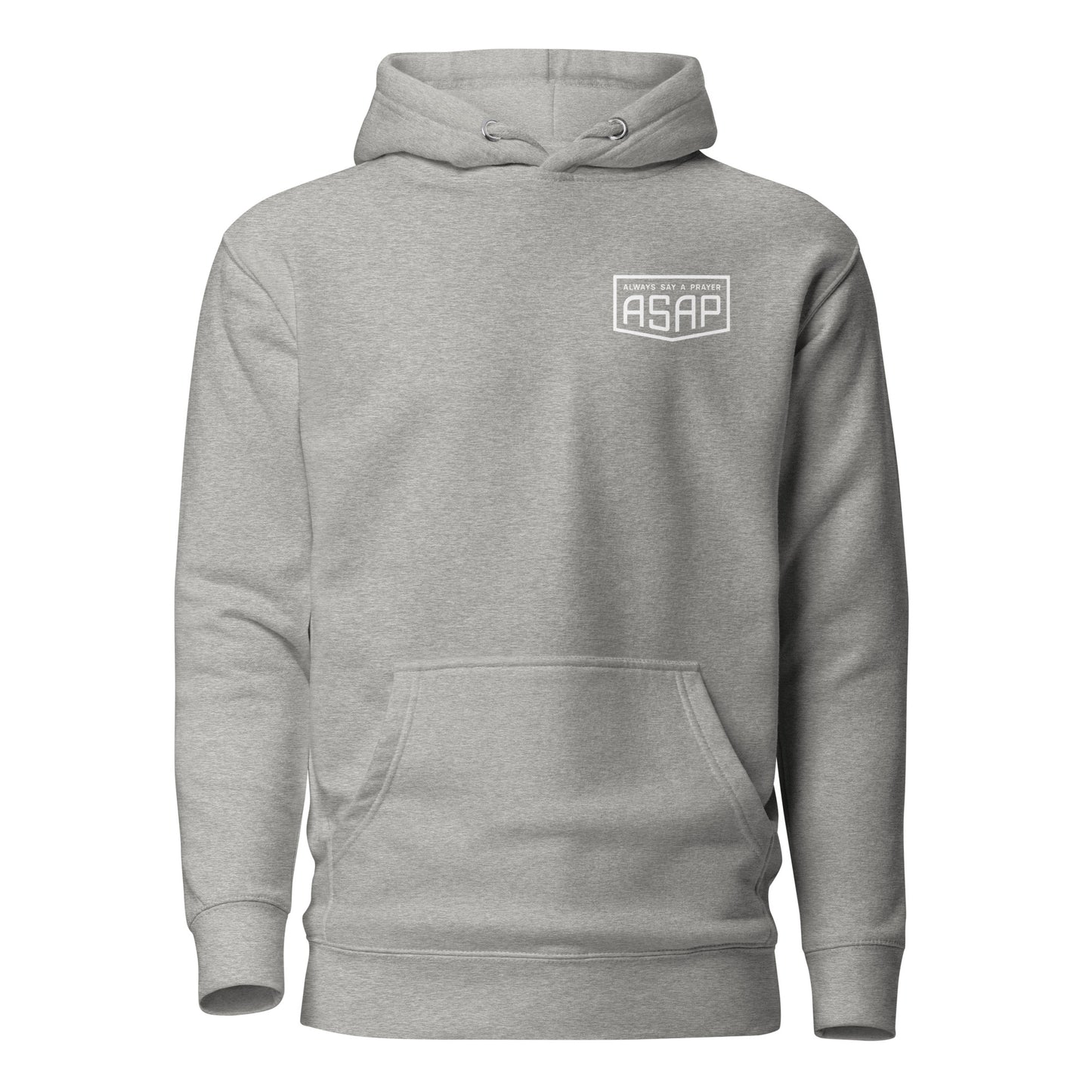 Unisex Hoodie White Shield Logo Front and Back