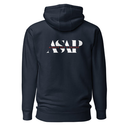 Unisex Hoodie White ASAP Logo Front and Back