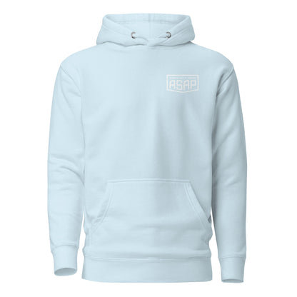 Unisex Hoodie White Shield Logo Front and Back