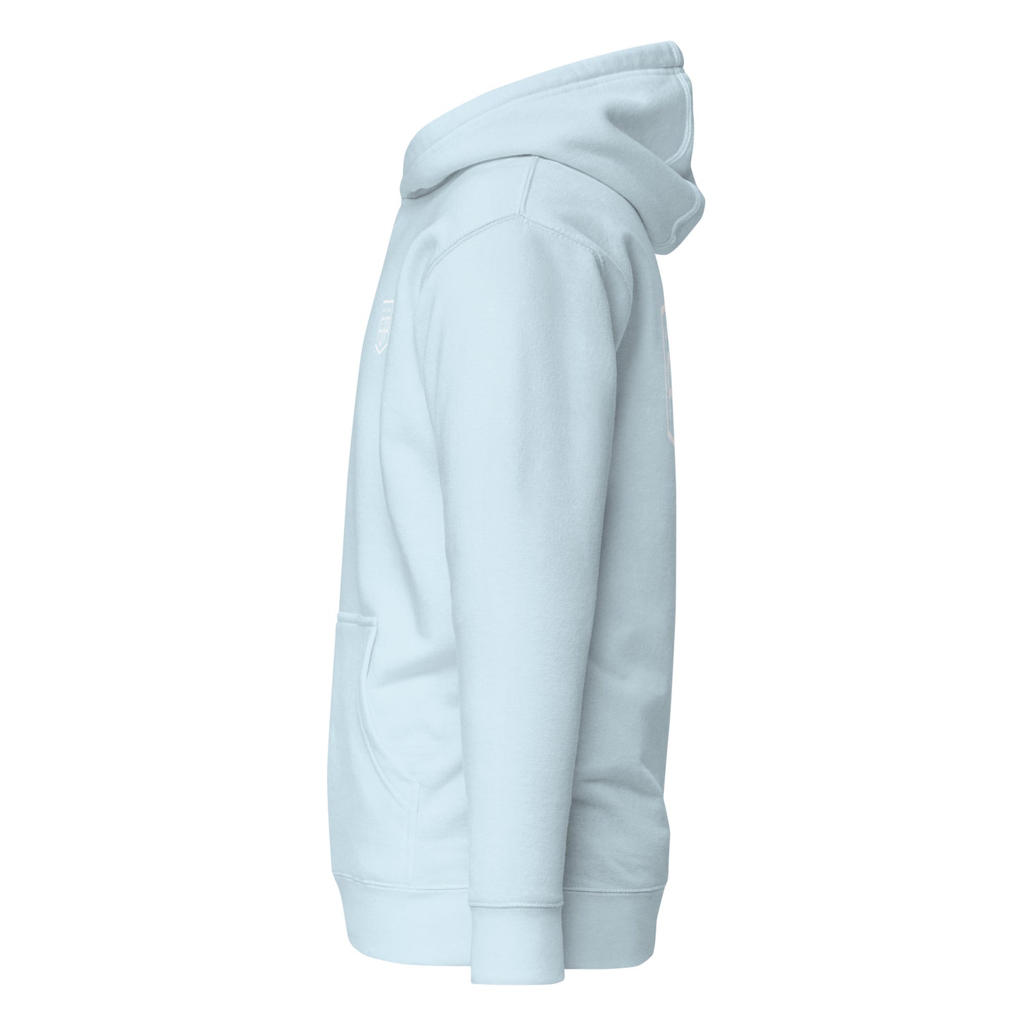 Unisex Hoodie White Shield Logo Front and Back