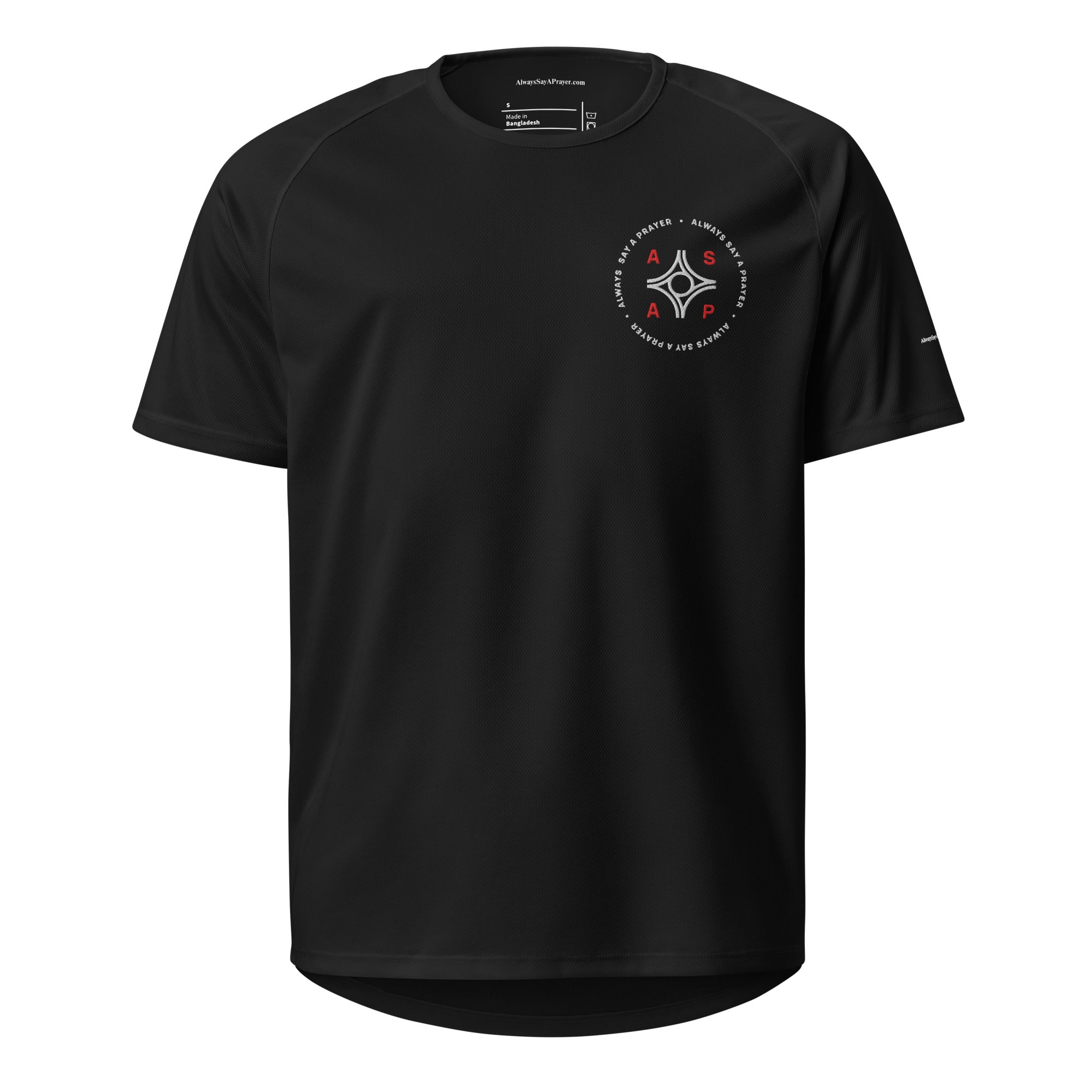black unisex sport jersey with white asap print