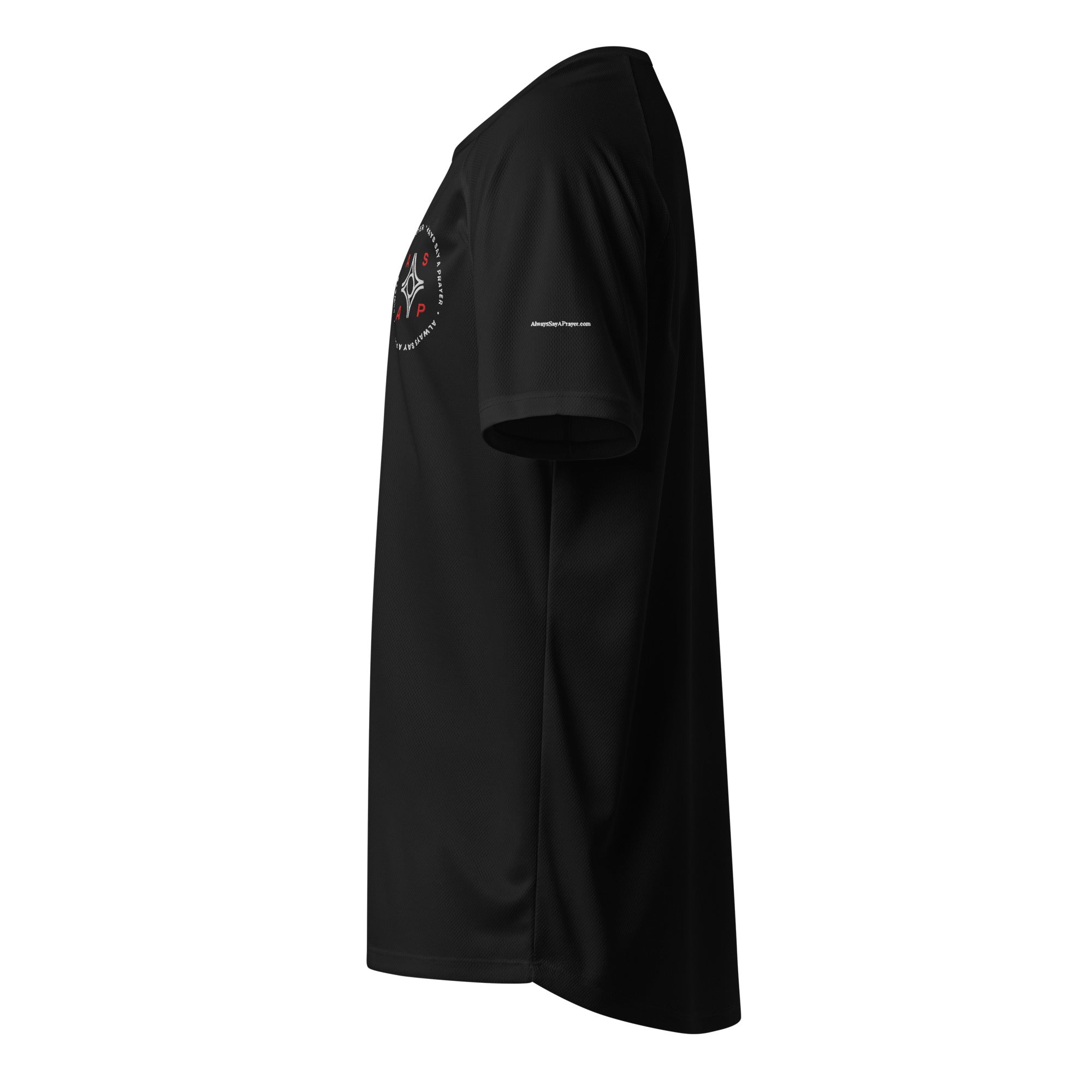 black unisex sport jersey with white asap print
